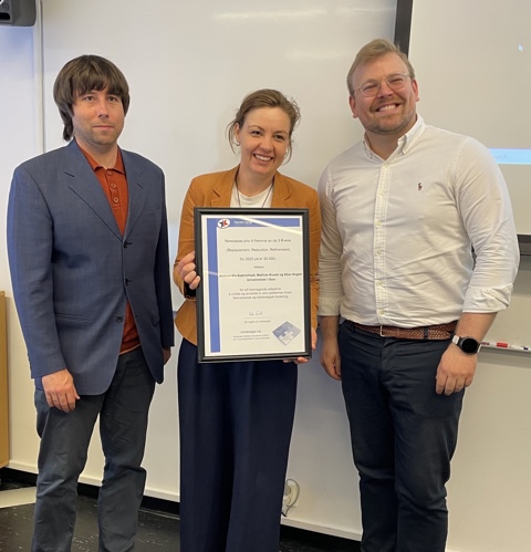 Winners of Norecopa's 3R Prize 2025: Stian Kogler, Aleksandra Aizenshtadt and Mathias Busek