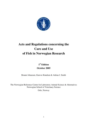 Acts And Regulations Concerning The Care And Use Of Fish In Norwegian Research